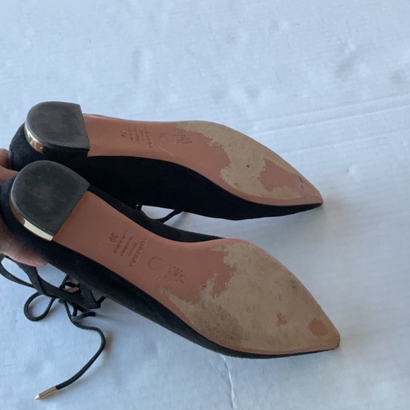 Aquazzura Belgravia lace up flats black suede  Size 39 US size 9) - Picture 7 of 11
